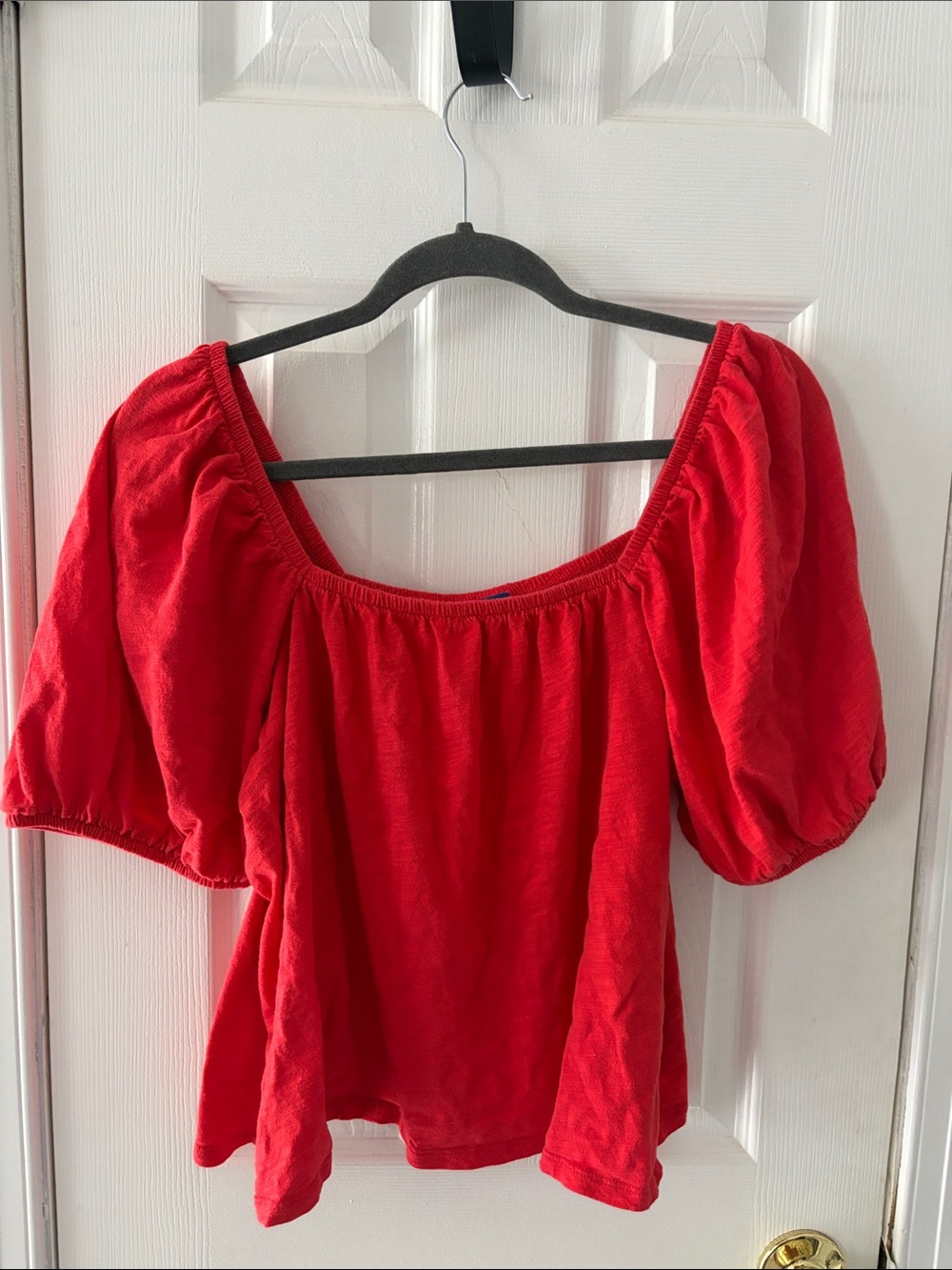 Old Navy Red Off-Shoulder Puff Sleeve Crop Top